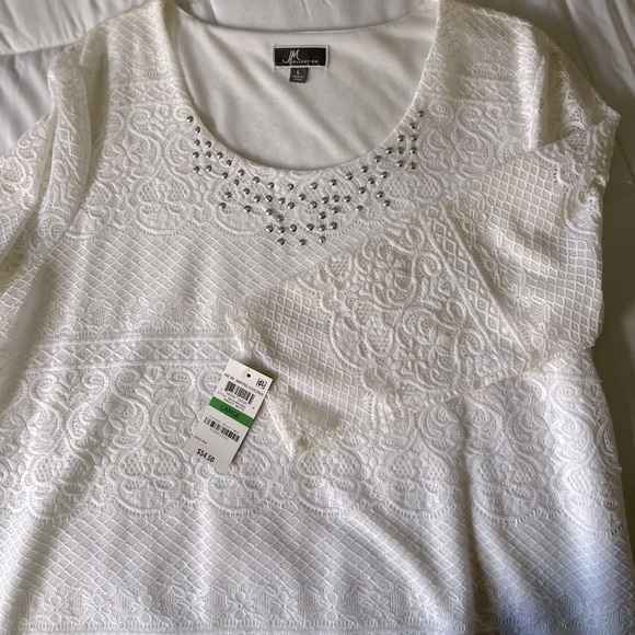 jm Collection- white lace layered look top blouse size Large - Picture 5 of 6